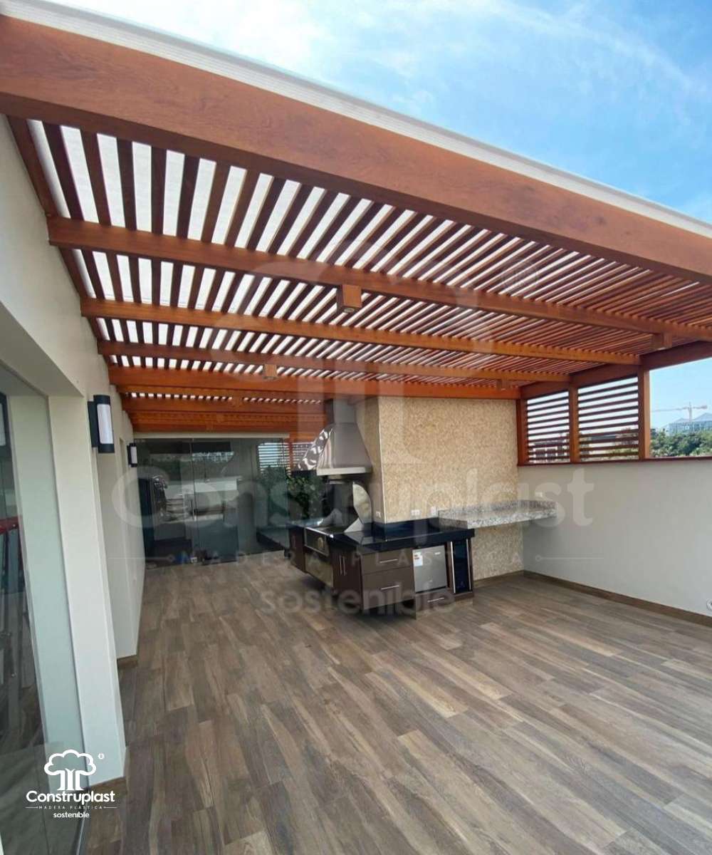 PERGOLA  CON  MEDIA VIGA EN I  WPC