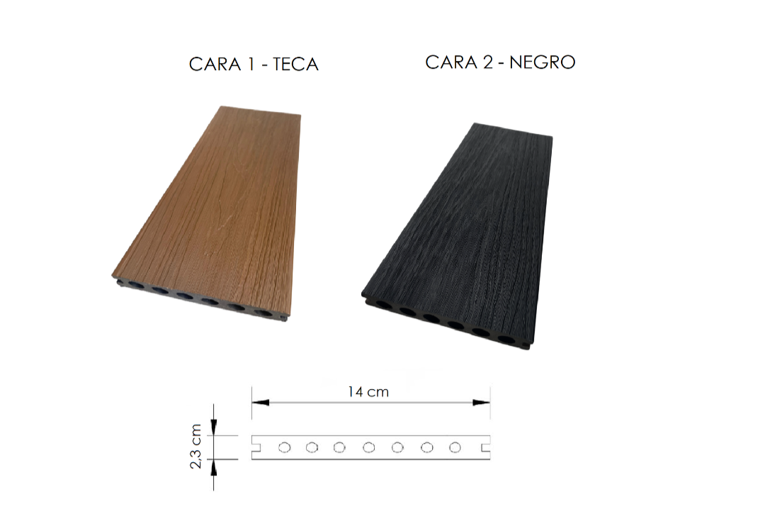 Tabla Clip WPC Aligerada Coextruida - Doble faz